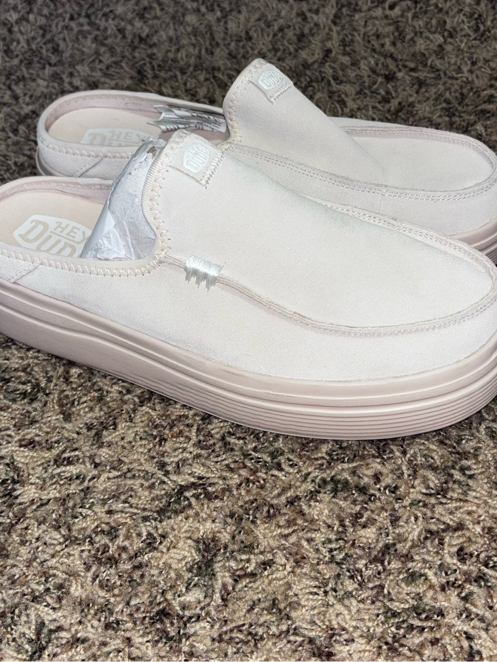 Hey Dude Austin Lift Classic Blush Suede Platform Mule Slip On Shoes Women’s 10